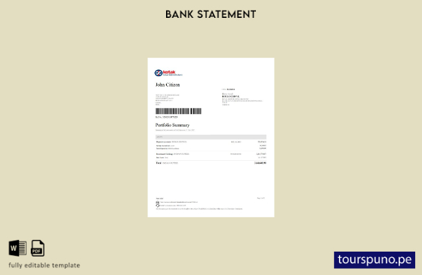 listo para imprimir páginas de palabras de extracto bancario de India Kotak Mahi